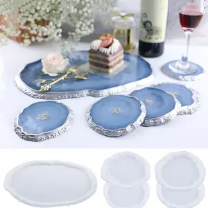 Early Riser Tray Resin Molds For Casting Agate Platter Mould For Making Faux Agate Tray Serving Board Coaster Fruit Mat Holder A