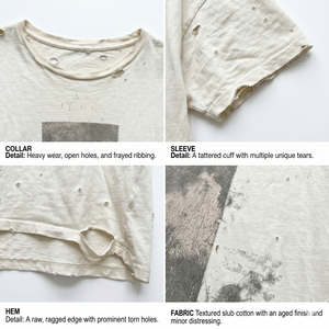 เสื้อยืดคอตตอนทรงบ็อกซี่ฟิตสไตล์วินเทจขาดๆ แบบสตรีทแวร์ น้ำหนัก 240 กรัม ผ้าฟอกสี ผู้ผลิตเสื้อยืดเปล่า TKAN912 รับผลิตตามแบบ - Product Image 3