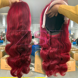 Mật độ cao 99j Burgundy mà<span class=keywords><strong>u</strong></span> Pre ngắt Trinh Nữ tóc con người cơ thể sóng tóc giả 13x6 HD ren phía trước mà<span class=keywords><strong>u</strong></span> đỏ xoăn tóc giả cho phụ nữ da đen - Product Image 1