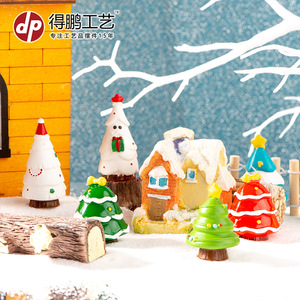 Miniaturas de Resina de Navidad, Decoraciones de Escena Navideña, Adornos de Casa de Nieve y Árbol para Exhibición Festiva - Product Image 1