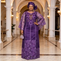 Robe Boubou noire élégante de haute qualité avec broderie africaine pour le Nouvel An 2027, ensemble de robes maxi de banquet avec écharpe pour femmes K1416