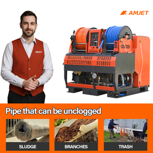 AMJET 300bar30lpm Machine de nettoyage de canalisations Équipement de nettoyage 80m 3/8'' Tuyau <span class=keywords><strong>Pompe</strong></span> allemande pour plombier Débouche les canalisations - Product Image 4