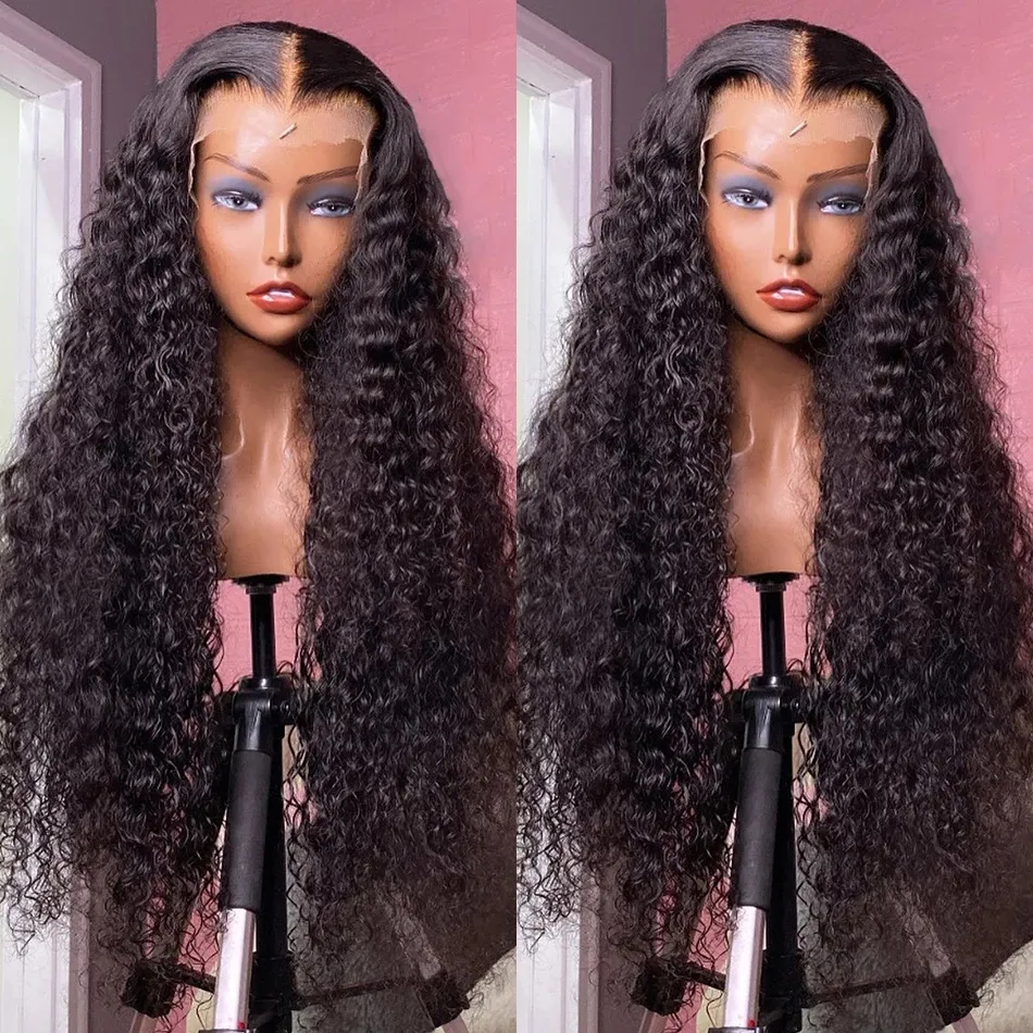 Factory Wholesale 100% Virgin Peruvian Deep Curly Wave Hair HD Swiss Lace Front Wigs 13x4 13x6 360 Lace Frontal Human Hair Wigs