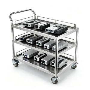 Carrito de Servicio Móvil de Acrílico de 3 Niveles para Catering, Carro de Comida con Ruedas y Asa Resistente para Banquetes y Hoteles - Product Image 2