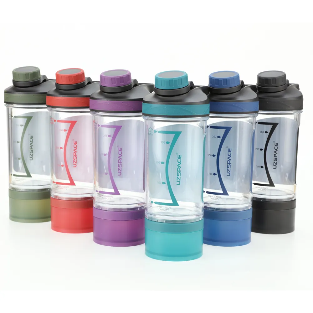 2024 Venta caliente 500 botella de agua deportiva de plástico para Fitness con marcador de tiempo botellas de bebida motivacionales
