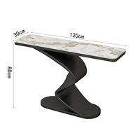 Table console moderne et luxueuse avec des pieds torsadés artistiques, surface en marbre, table d'appoint pour le couloir, l'entrée, le canapé