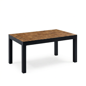 Mesa de Comedor Rectangular para Exteriores, de HDPE, para Jardín o Patio, con Marco Metálico, Aspecto de Madera, No Impermeable, para Patio - Product Image 1