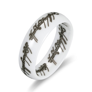 Lord Of The <b>Rings</b> Ceramic <b>Ring</b> 6mm White Letter Design Unisex Fashion Jewelry Gift - Product Image 5