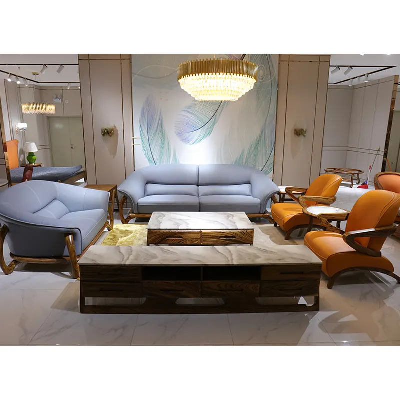 Hiện đại sang trọng rắn gỗ sofa Set da chính hãng Modular chesterfield thiết kế cho phòng khách và đồ nội thất nhà