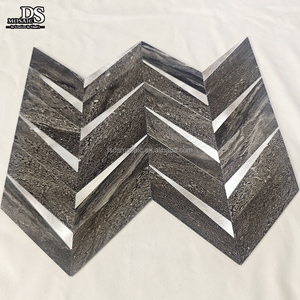 Marbre noir Texture chevrons mosaïque carrelage métal peler et coller mur cuisine carrelage bricolage aluminium auto-adhésif mosaïque - Product Image 5