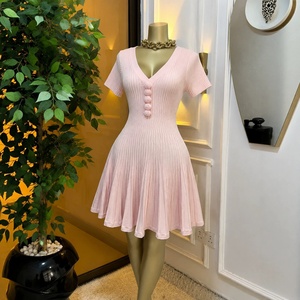 Nuovi Arrivi 2026: Abito Estivo da Donna in Maglia, Mini Abito a Trapezio a Maniche Corte, Elegante e Casual - Product Image 1