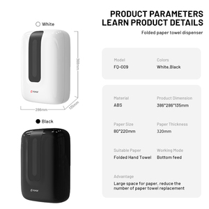 FQ-009 C Distributeur d'essuie-tout plié en <span class=keywords><strong>papier</strong></span> Distributeur d'essuie-tout mural en plastique blanc - Product Image 6