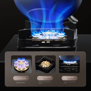 Cuisinière à gaz à écran tactile domestique, double foyer, <span class=keywords><strong>neuf</strong></span> brûleurs, 5,2 kW, grande puissance, feu intense, minuterie, gaz naturel, surface en verre trempé - Product Image 2