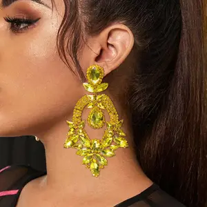 2023 New Arrival Wholesale Fashion Jewelry Hot Selling Rhinestone Earrings Personalized Yellow Topaz Water Drop Crystal Earrings