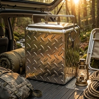 Glacière rétro vintage en métal de 13 L, isotherme et portable, pour bière, terrasse, fêtes en plein air, camping