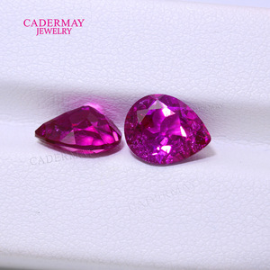 Cultured Rose Purple Pear Cut Corundum Gemstone For Jewelry Making - Product Image 3