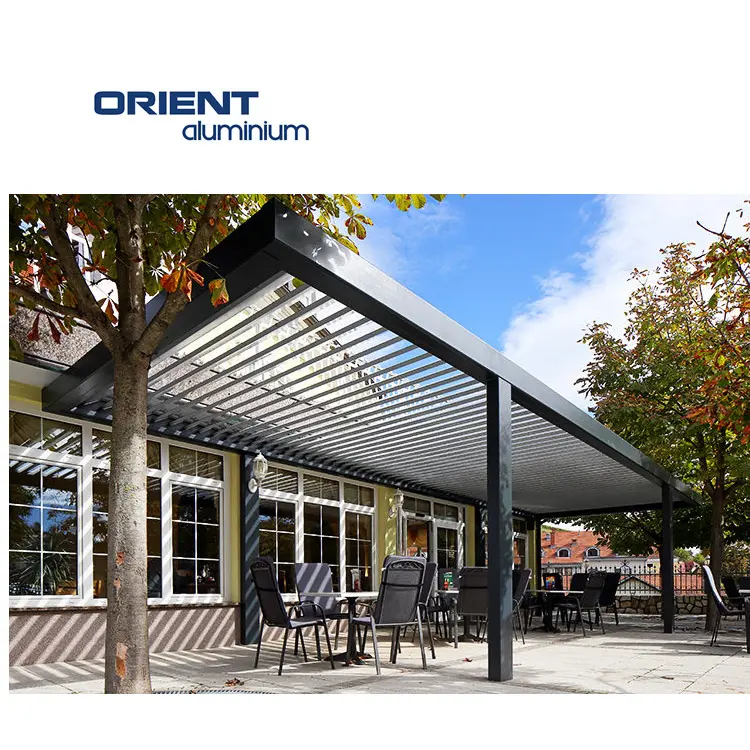 Morden Ontwerp Topwindow Aluminium Elektrische Dak Alu Glasvezel Carport 3X6M Glas Luifel Gemotoriseerde Pergola