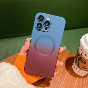 Dégradé de couleur avec étui magnétique pour smartphone pour iPhone 16 15 14 13 12 Pro Max Charge sans fil TPU coloré couverture de téléphone de luxe