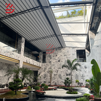 Pergola motorisée rétractable sur mesure avec éclairage LED et écrans latéraux coupe-vent pour villa, patio, terrasse, jardin
