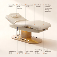 YINGPAI Table de soin électrique de luxe moderne à 3 moteurs réglable avec base en bois, table de traitement chauffante, canapé de massage à commande au pied