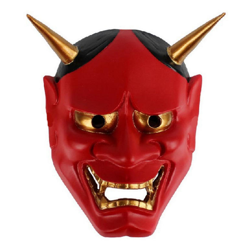 Horror Halloween Hannya Mask Japanese Demon PVC Full Face Mask for ...