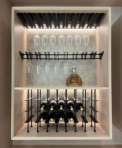 Meuble à vin moderne personnalisé en bois et métal avec portes vitrées et éclairage LED pour le rangement et la présentation des bouteilles - Product Image 5