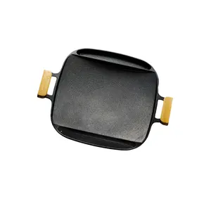 Griddles High Quality Metal Material Wood Handle Square And Round Aluminum Alloy Non-Stick Griddles