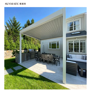 8x8 12 'x 20' <span class=keywords><strong>Pergola</strong></span> en <span class=keywords><strong>aluminium</strong></span> Blanc Noir Marron Lames rétractables motorisées Assemblage facile Rongeur écologique - Product Image 1
