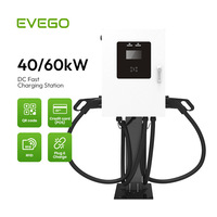 Estación de Carga Rápida para Vehículos Eléctricos EVEGO de 60kW, CCS1/CCS2/GBT, Nueva Protección IP55, Garantía de 2 Años