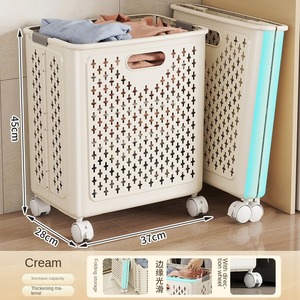 XT431-2モダンな環境に優しい折りたたみ式プラスチック製洗濯バスケットホイール付き多目的室内装飾ランドリールーム - Product Image 5