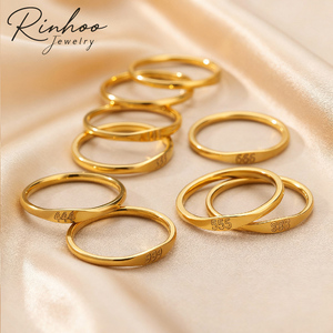 Anillo RINHOO <span class=keywords><strong>Lucky</strong></span> 1-10, Anillos con Número de Ángel 11:11 para Mujer, Anillo de Dedo de Acero Inoxidable 316L, Joyería Estética para Regalo de Boda o Fiesta - Product Image 1