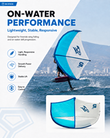 Kite Wingfoil KW02 de haute qualité en tissu nylon blanc et bleu lac 5m pour kitesurf, surf, skateboard, entraînement et foil à vent en aval