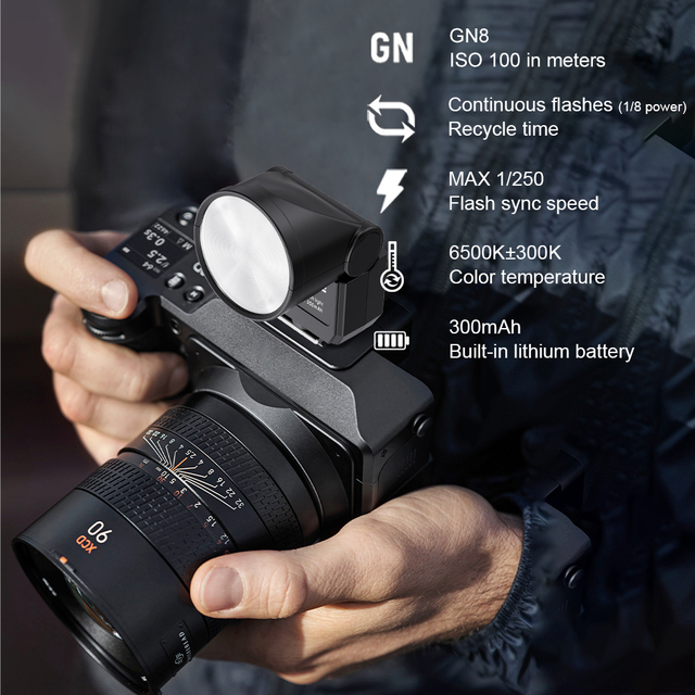 Vloglite Professional Retro Camera Flash Mini GN8 Speedlite Flash for Photography On-Camera Speedlight