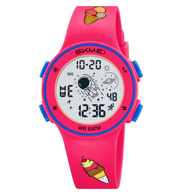 Factory Children Astronaut Sport Digital Watch with Alarm & Luminous 7 Colors LED 5ATM Waterproof 50m Water Resistance