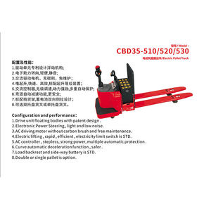 รถยกพาเลทแบบเดินตามรุ่น CBD35-530 สำหรับงานหนัก พร้อมเสาสามท่อนสูง 5.3 เมตร สำหรับคลังสินค้า - Product Image 2