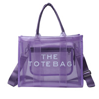 Bolso Tote Transparente Impermeable de Gran Capacidad (35x28x16cm) para Mujer, Fabricado con Tela de Malla EVA