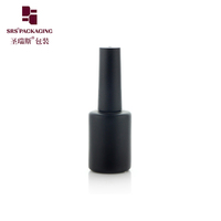 Flacon de vernis à ongles en verre cylindrique vide, conteneur vide noir mat avec bouchon à pinceau pour laque gel