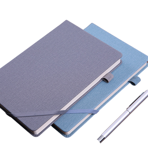 Personnaliser le tissu couverture rigide agenda planificateur Journal cahier d'affaires stylo à bille avec fermeture à bande élastique en triangle - Product Image 5