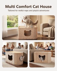Felt Double-layer Cat House with Integrated Scratching Board Wear-resistant & Non-shedding Pet <b>Bed</b> - Product Image 4