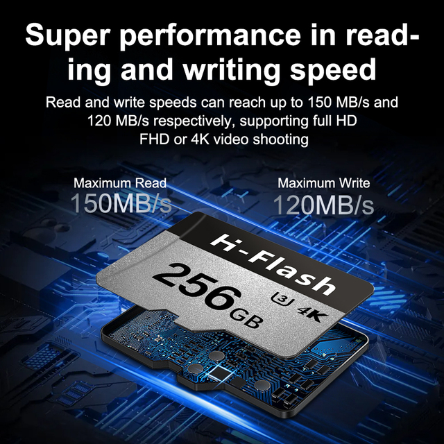 High Speed U3 4K V60 Mini SD TF Memory Card 8GB-512GB Class 10 ABS Plastic
