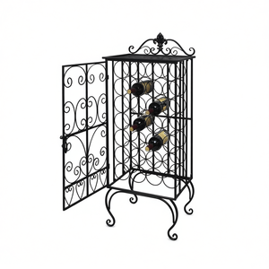 Estante para vinos de metal para 28 botellas, diseño vintage, resistente al óxido, gabinete de almacenamiento de hierro para uso en el hogar, bar o fiestas. - Product Image 1