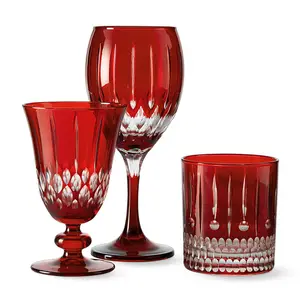 High Quality Hand Painted Wine Glasses Cut Engraved Wine Goblets Vintage Etched Colored Champagne Flute Tumble Highball Glass