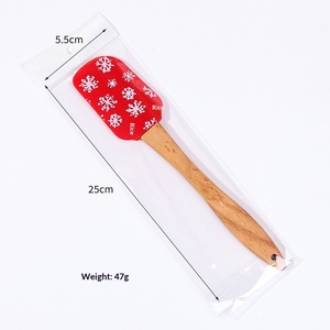Spatola per Crema in Silicone Alimentare con Manico in Legno di Faggio Design Natalizio Utensile per Mescolare Burro e Cucinare - Product Image 6