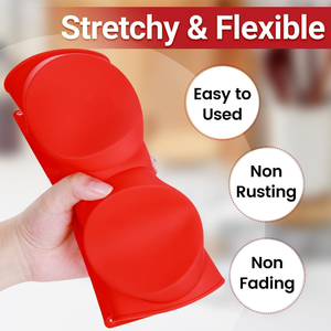 MUYULINS Factory Red 6-Cup LFGB Platinum Grade Non-Stick BPA Free <b>Large</b> Silicone Brownie <b>Pan</b> American Muffin Cake Baking Mold - Product Image 3