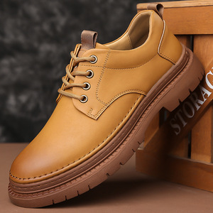 Zapatos de Trabajo Nuevos para Hombre, Zapatos de Cuero Suave con Suela Gruesa, Zapatillas Casuales para Hombre - Product Image 3