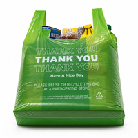 Sacs en T-shirt en HDPE vert personnalisés, imprimés, recyclables, imperméables, pour la vente en gros, les courses, l'épicerie, la vente au détail et les plats à emporter