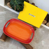 LE Cool Color Series Plateau rectangulaire grand format en grès céramique moderne et minimaliste, émaillé sous glaçure, à double poignée