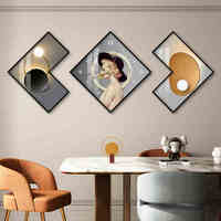 Fábrica vende reloj de tres paneles y reloj pintura de porcelana de cristal sala de estar moderna reloj minimalista pintura de pared