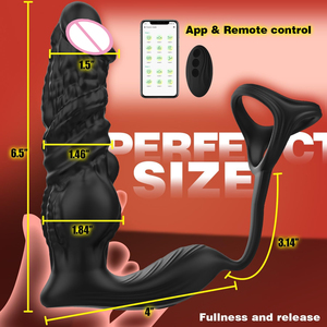 Kontrol Aplikasi 3 in 1 Dildo Teleskopik, Butt Plug, <span class=keywords><strong>Vibrator</strong></span> Anal, Mainan Seks untuk Pria Dewasa, Anal Plug, Pemijat Prostat, Mainan Seks - Product Image 4