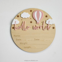 Panneau d'annonce de naissance de bébé, plaque « Hello World », panneau personnalisé avec le nom du nouveau-né, décoration de chambre d'enfant, panneau en bois « Hello World » avec les statistiques de naissance